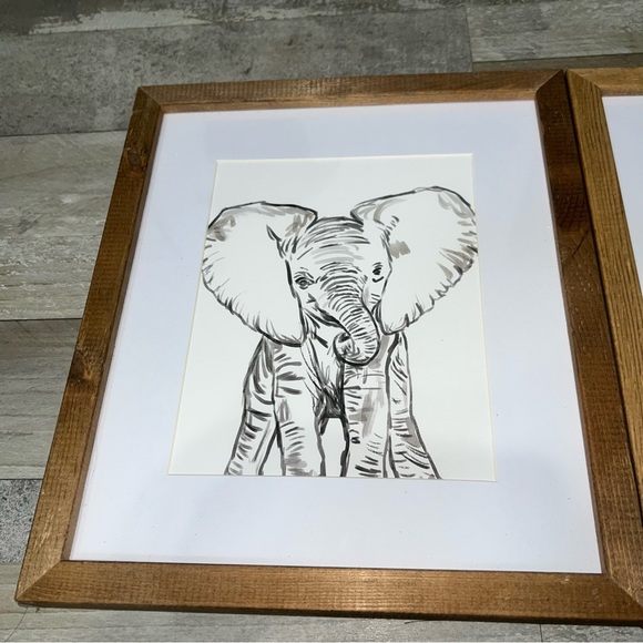 Framed Elephant and Giraffe Art Prints - Picture 3 of 4